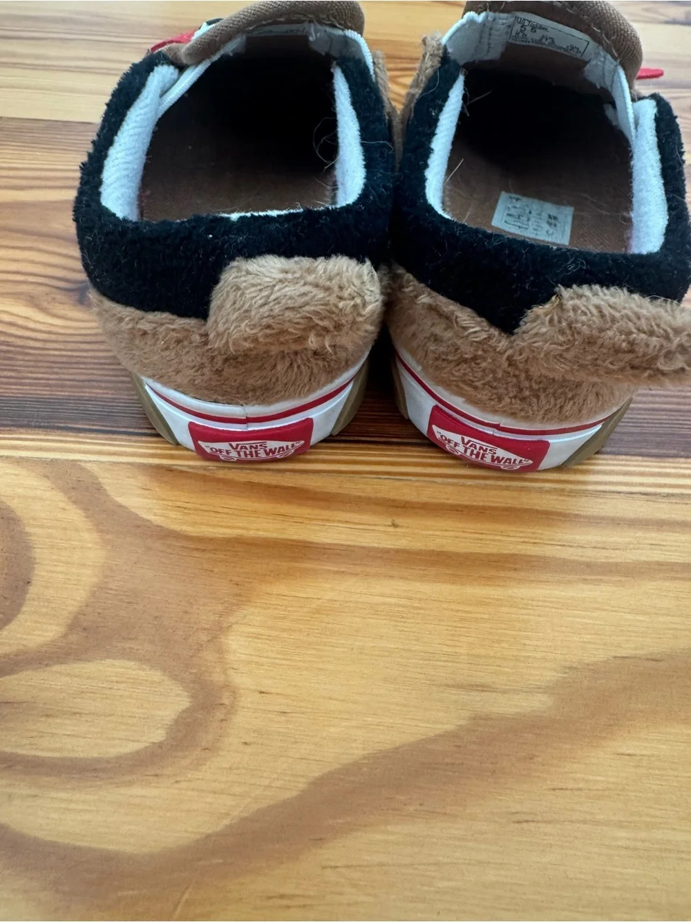 Vans Toddler Brown & White Dog Slip-On Shoes with Red Tongue size 5.5C